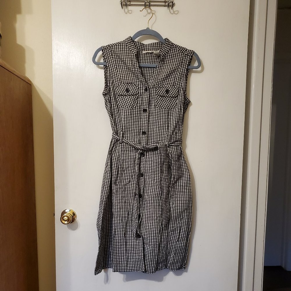 Black & White Check Button Up Summer Dress M 8/10